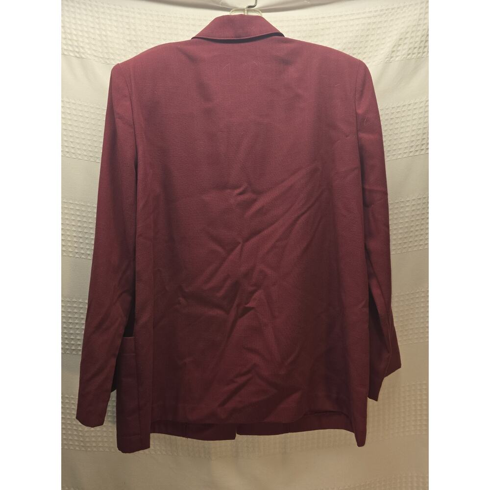Vintage Sag Harbor Petite Burgundy Single Button Blazer Size 10 Shoulder Pads - Picture 6 of 6